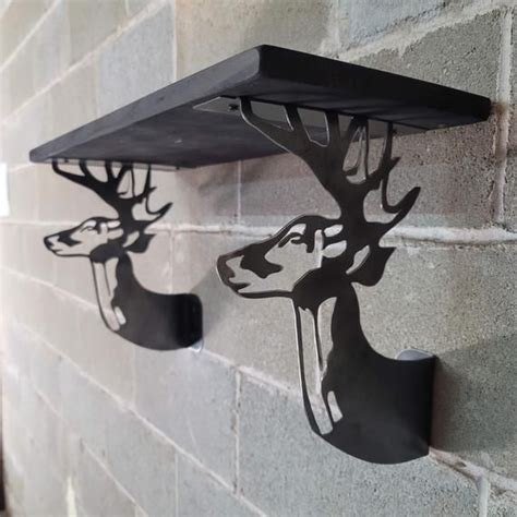 decorative deer metal shelf brackets|Deer Hunter Wall Mounted Antler Deer Decor Cast Iron Shelf .